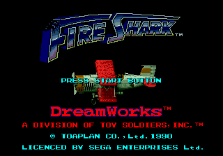 Fire Shark title screen for Sega Mega Drive